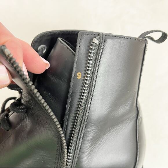 Everlane Women’s The Modern Utility Black Leather Lace Up Ankle Moto Boots 9 - Picture 11 of 15